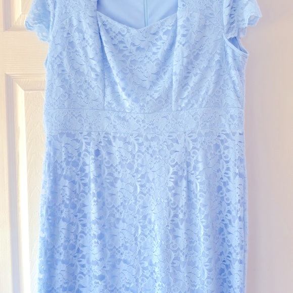 Grace Karin Light Blue Lace Dress Size 2XL Zippered Back Closure Cap Sleeve - Picture 5 of 9